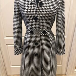 Trina Turk Black and White Houndstooth Coat